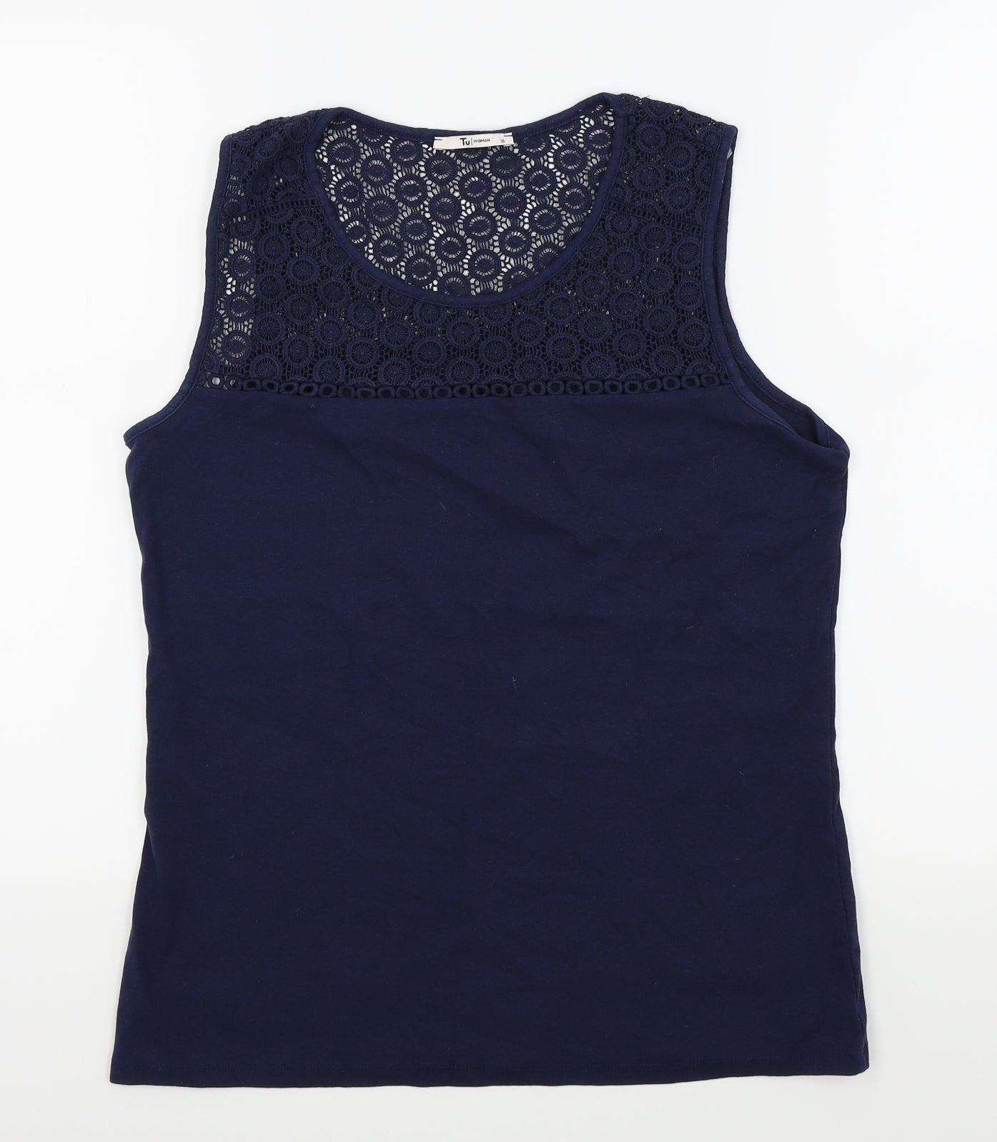 TU Womens Blue   Basic T-Shirt Size 16  - LACE TOP