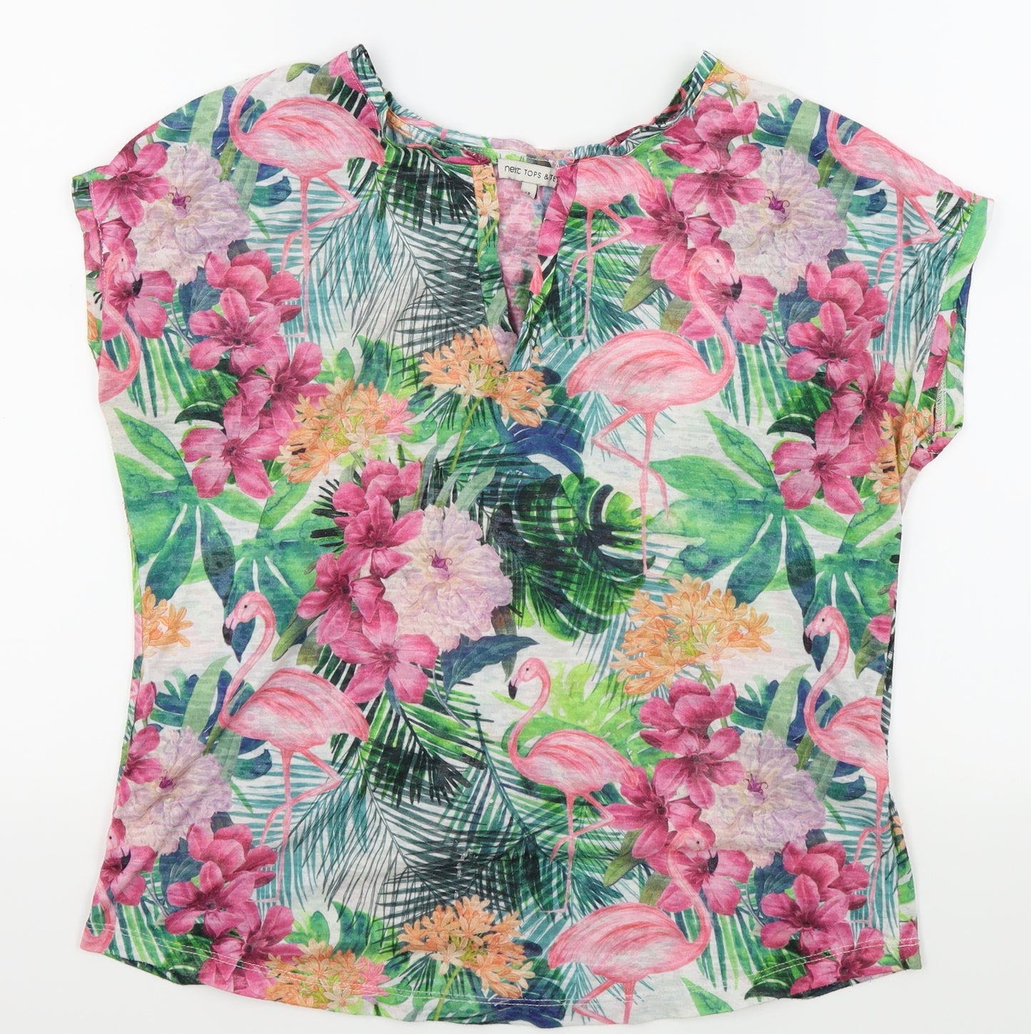 NEXT Womens Pink Floral  Basic T-Shirt Size 12