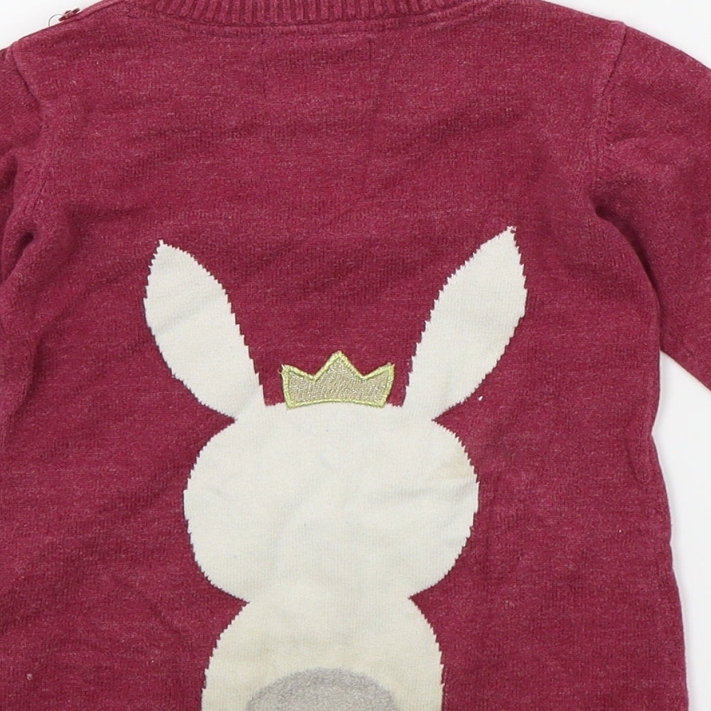 Primark  Orange Colourblock  Pullover Jumper Size 12-18 Months  - RABBIT