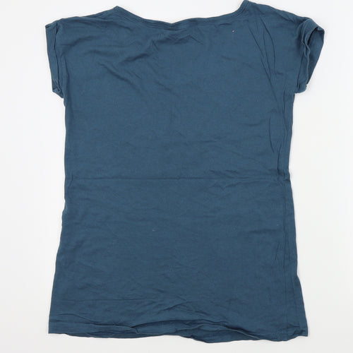 Avon Womens Blue Houndstooth  Basic T-Shirt Size 10  - LET IT SNOW