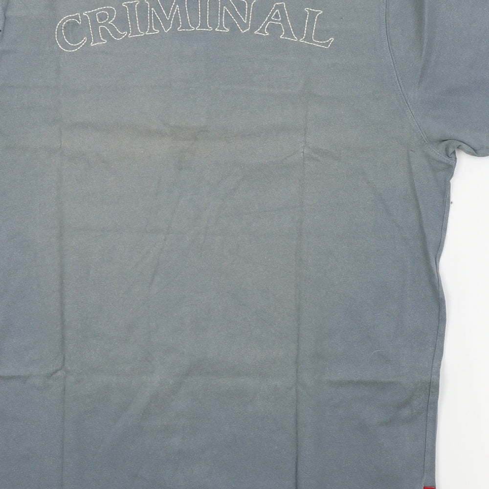 Criminal Mens Grey    T-Shirt Size L