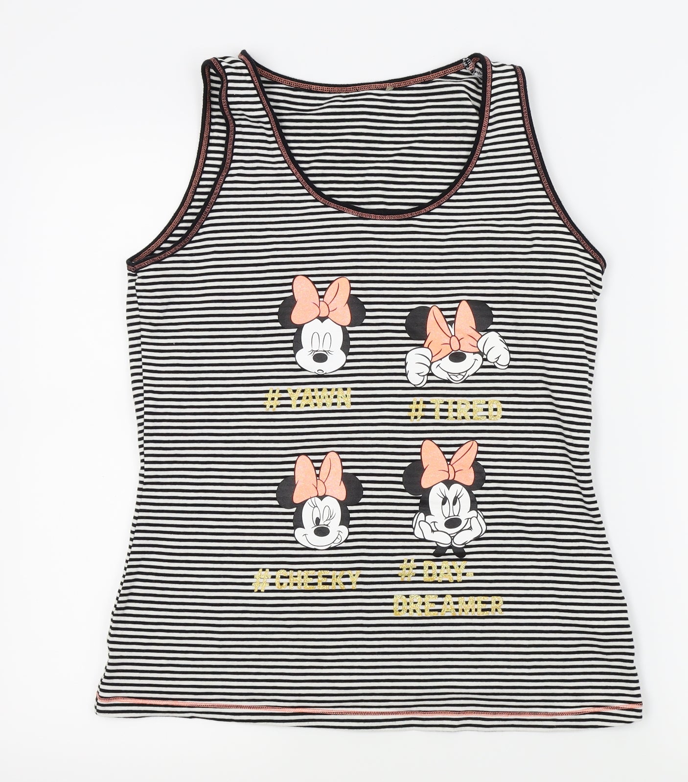 George Womens Black Striped  Top Lounge Set Size 12  - Disney Minnie Mouse