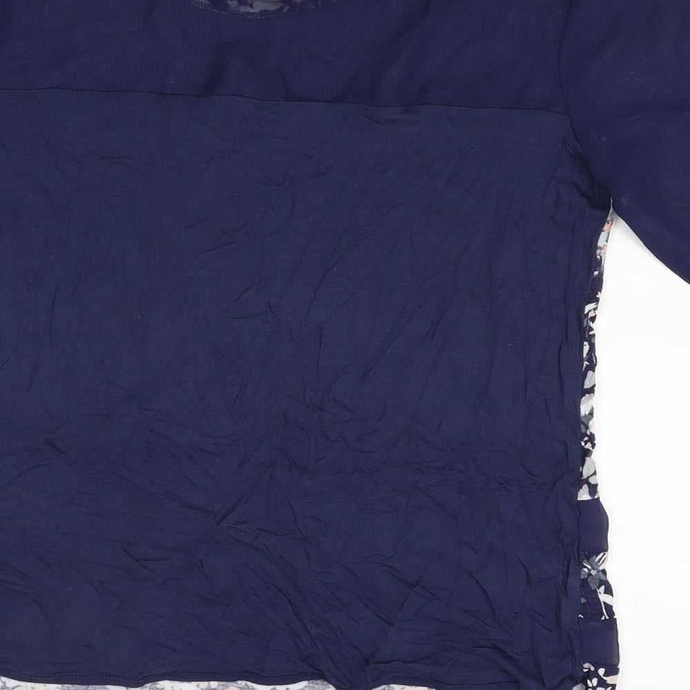 NEXT Womens Blue Floral  Basic Blouse Size 10