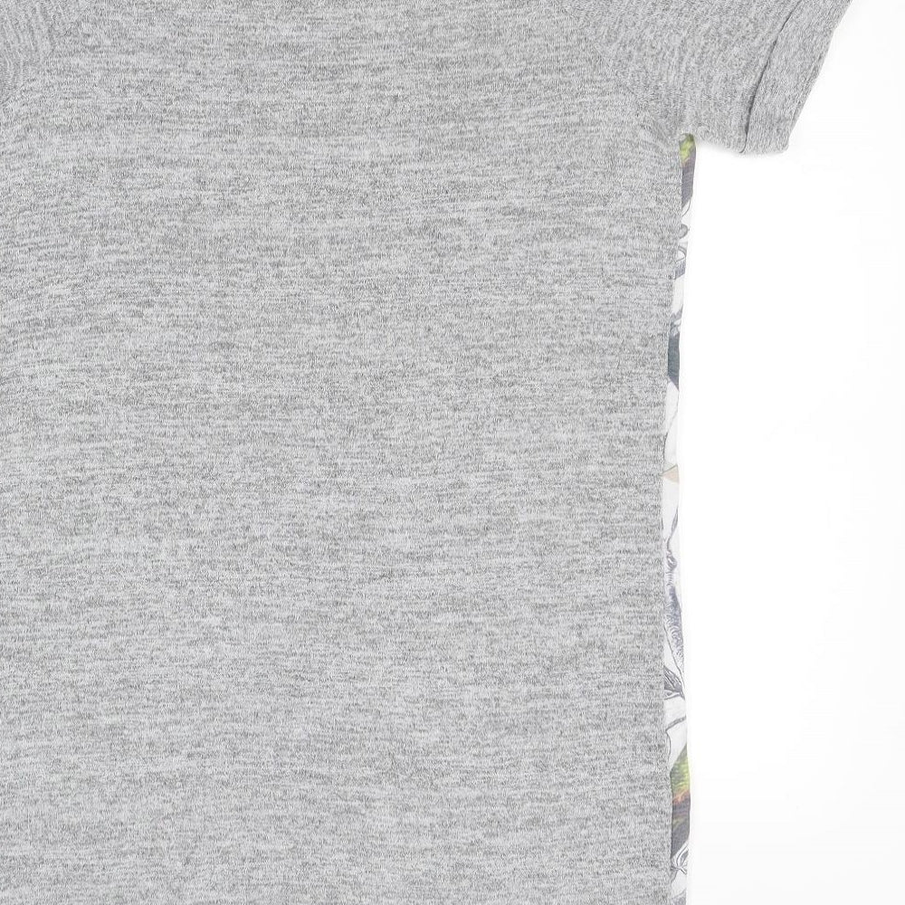 Dorothy Perkins Womens Grey Floral  Basic T-Shirt Size 10