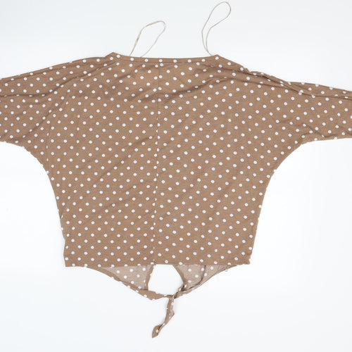Select Womens Brown Polka Dot Jersey Basic T-Shirt Size 12