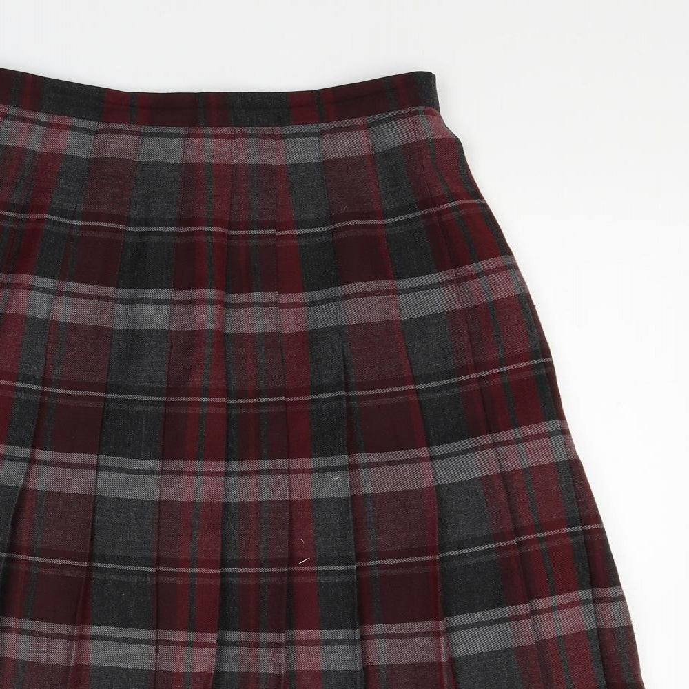 Debenhams Womens Red Check  Flare Skirt Size 14