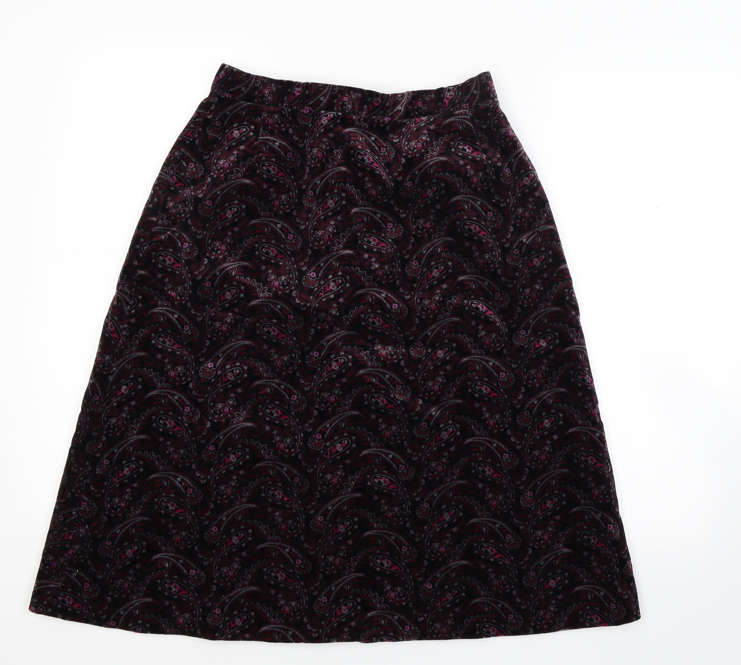 Marks and Spencer Womens Red Paisley Velour A-Line Skirt Size 14