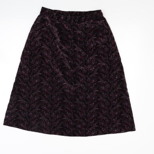 Marks and Spencer Womens Red Paisley Velour A-Line Skirt Size 14