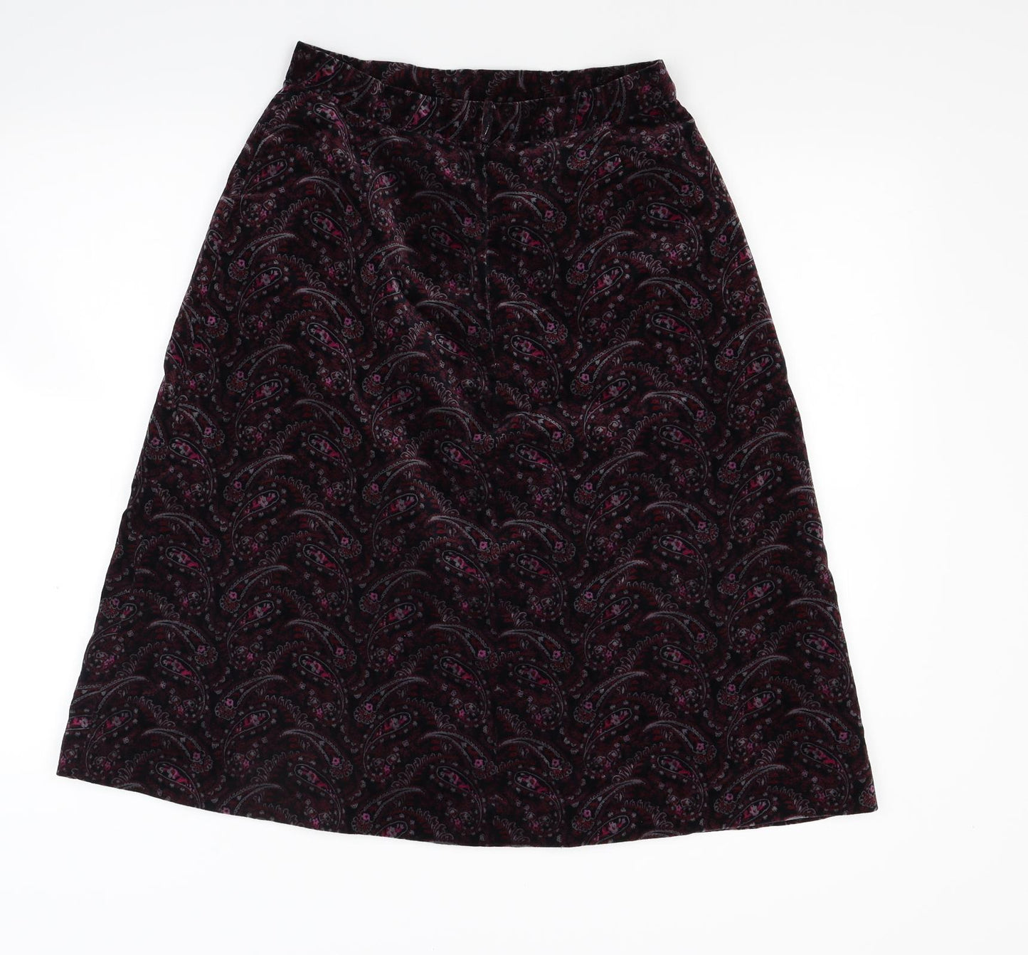 Marks and Spencer Womens Red Paisley Velour A-Line Skirt Size 14