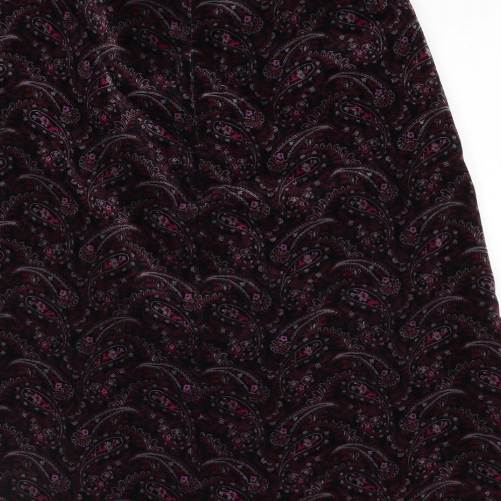 Marks and Spencer Womens Red Paisley Velour A-Line Skirt Size 14