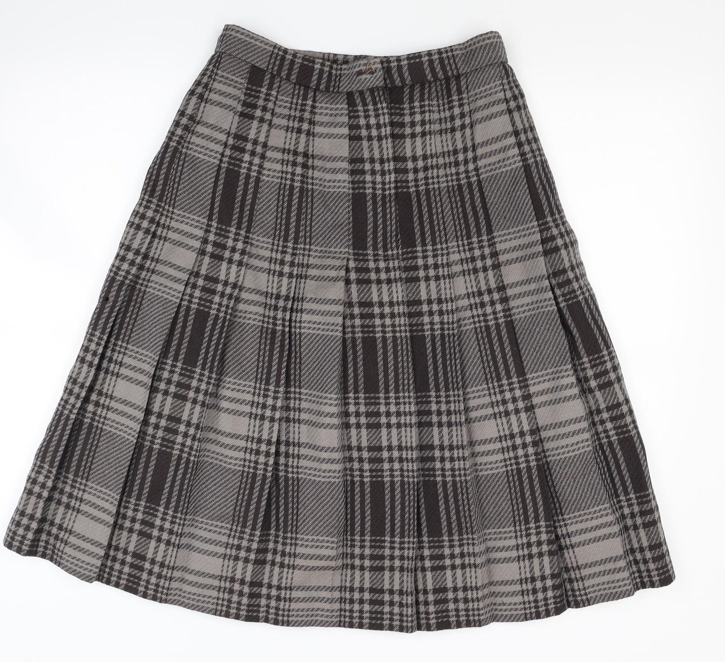 IMAGES Womens Brown Check Knit A-Line Skirt Size 14