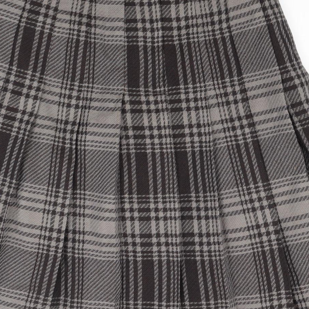 IMAGES Womens Brown Check Knit A-Line Skirt Size 14