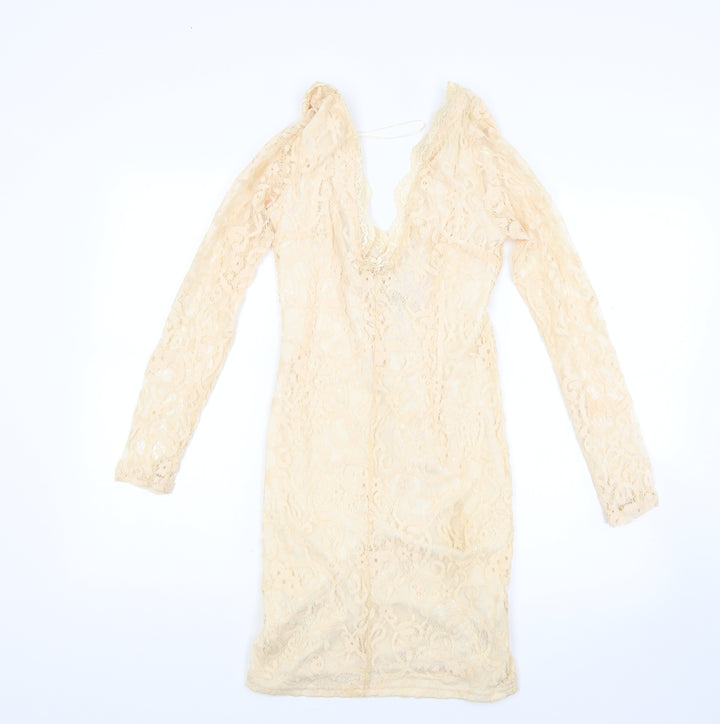 Pink Boutique Womens Beige Floral  A-Line  Size 10