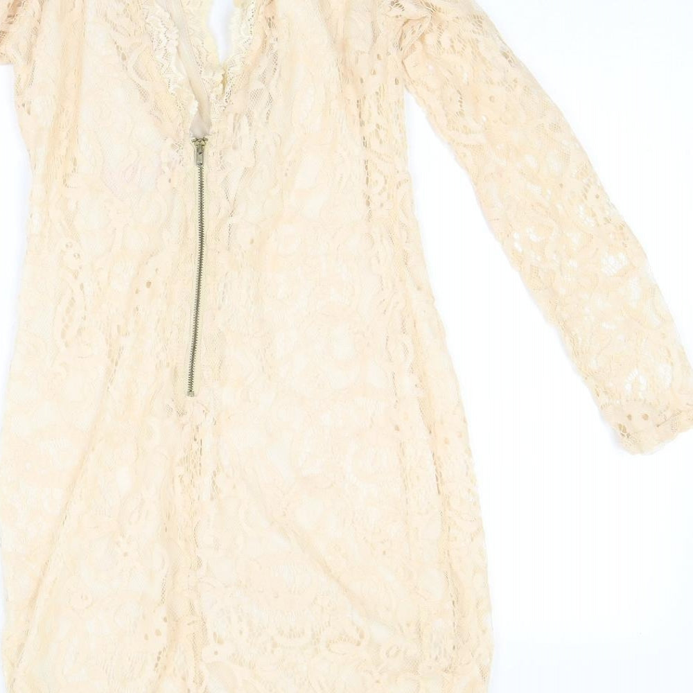 Pink Boutique Womens Beige Floral  A-Line  Size 10