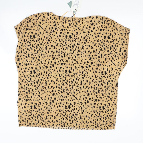 Soyaconcept Womens Brown Animal Print  Basic Blouse Size XL