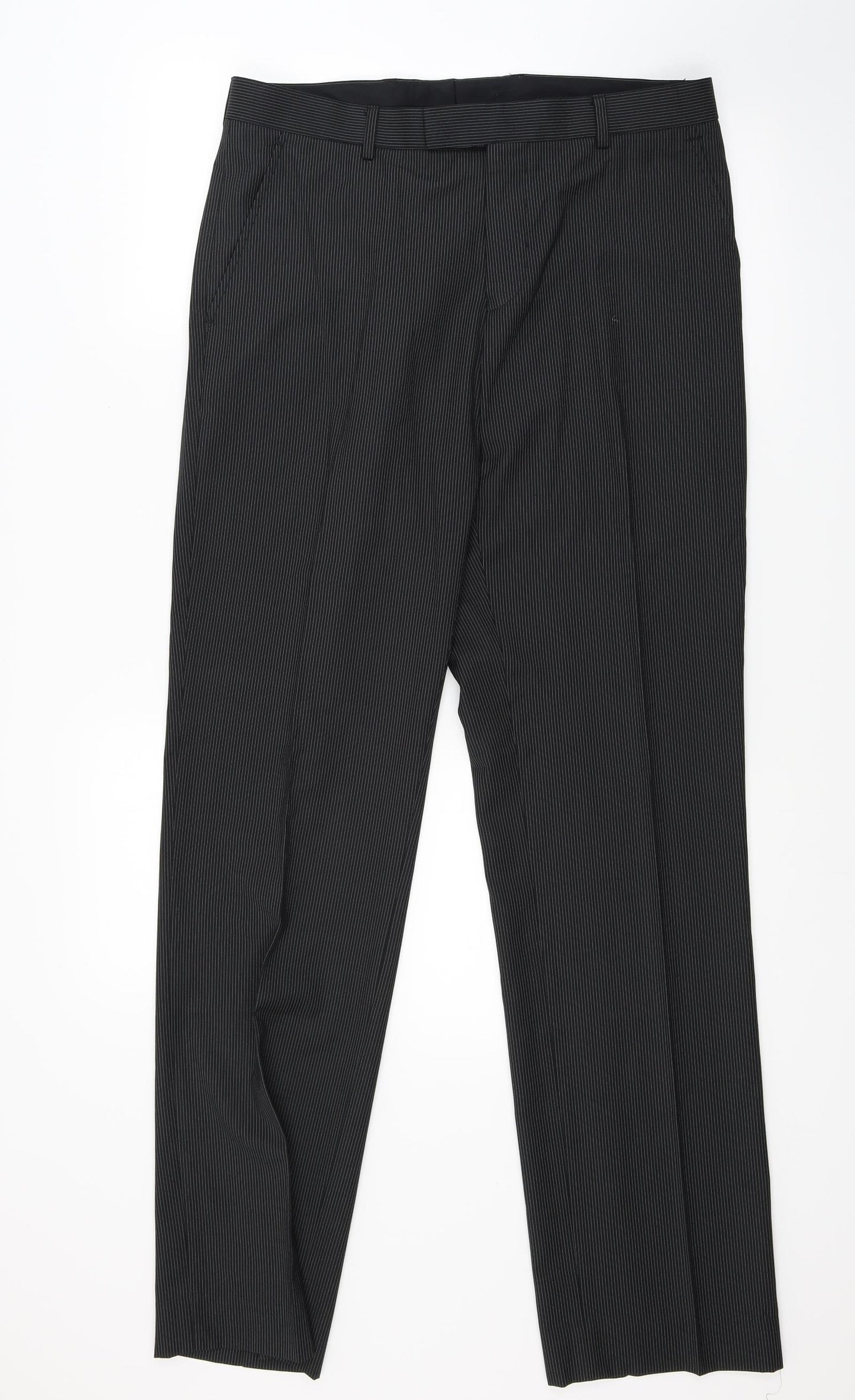 Burton Mens Black Striped  Trousers  Size 34 L30 in