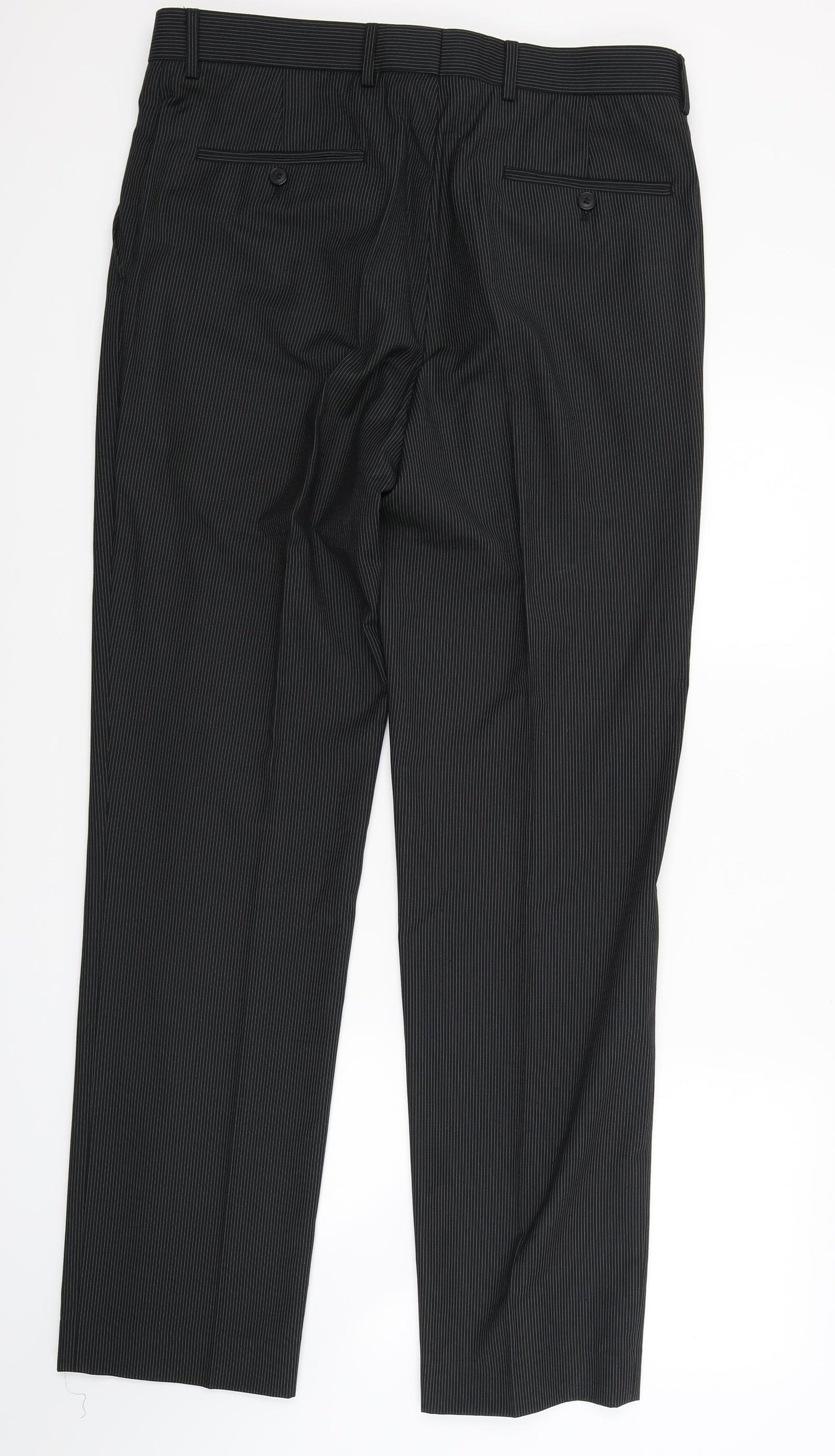 Burton Mens Black Striped  Trousers  Size 34 L30 in