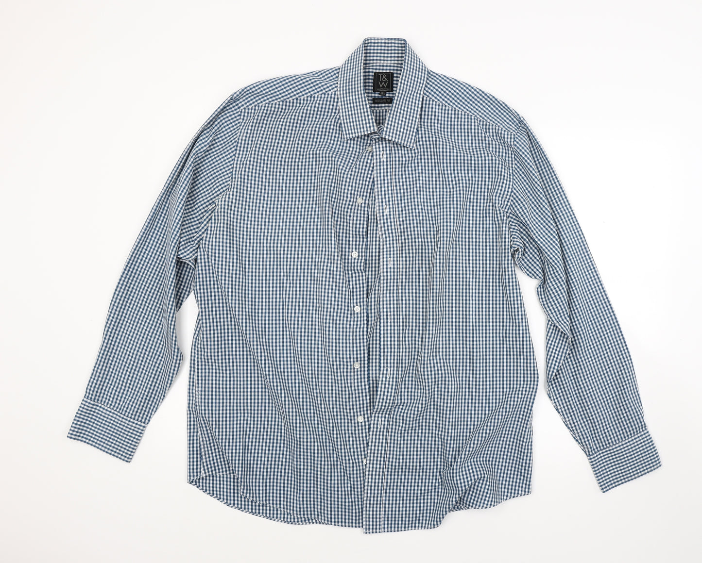 Taylor & Wright Mens Blue Check   Dress Shirt Size 16.5