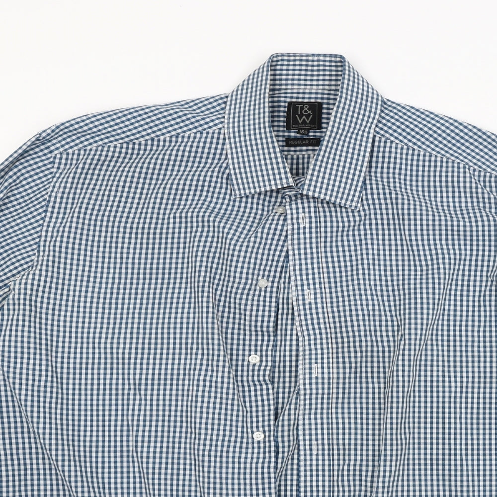 Taylor & Wright Mens Blue Check   Dress Shirt Size 16.5