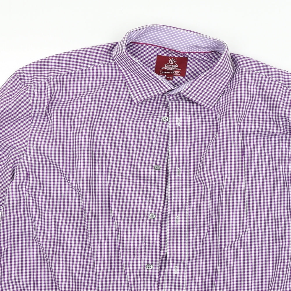 Taylor & Wright Mens Purple Check   Dress Shirt Size 16.5