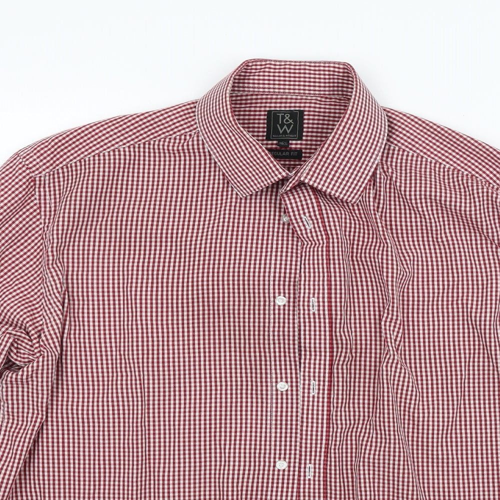 Taylor & Wright Mens Red Check   Dress Shirt Size 16.5
