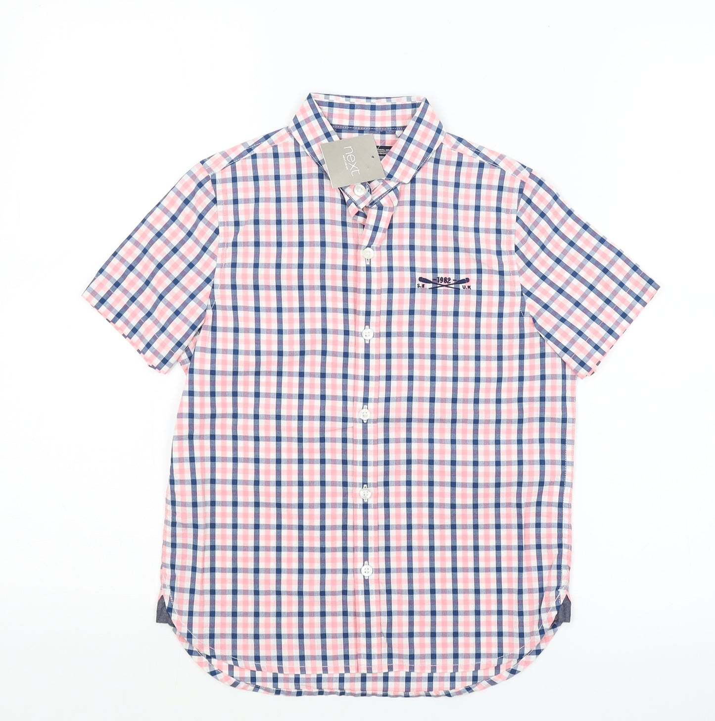 NEXT Boys Pink Check  Basic Button-Up Size 7 Years