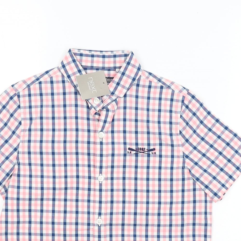 NEXT Boys Pink Check  Basic Button-Up Size 7 Years