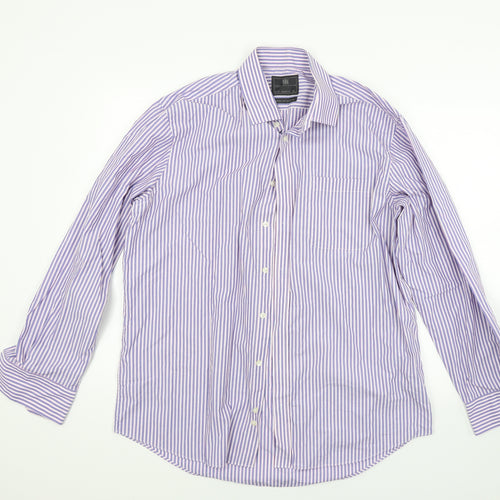 Marks and Spencer Mens Purple Striped   Dress Shirt Size 16.5
