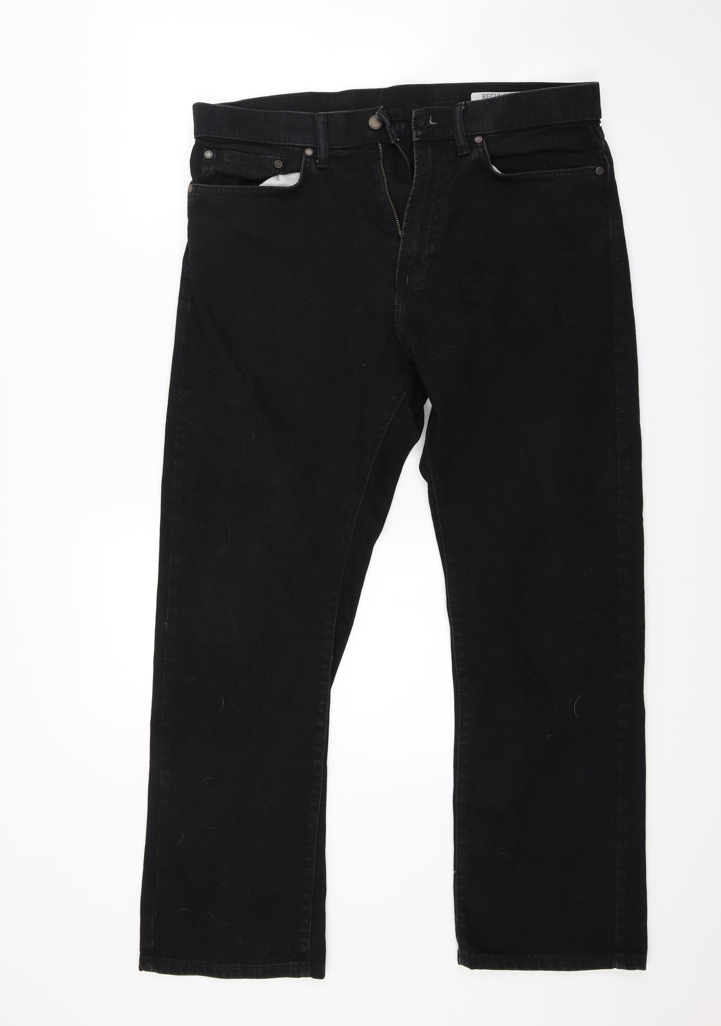 Marks and Spencer Mens Black  Denim Straight Jeans Size 34 L29 in