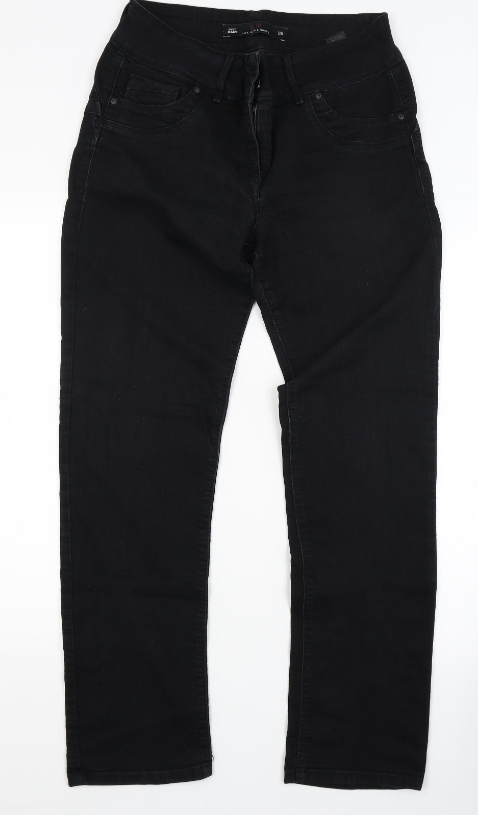 NEXT Womens Black  Denim Straight Jeans Size 12 L29 in