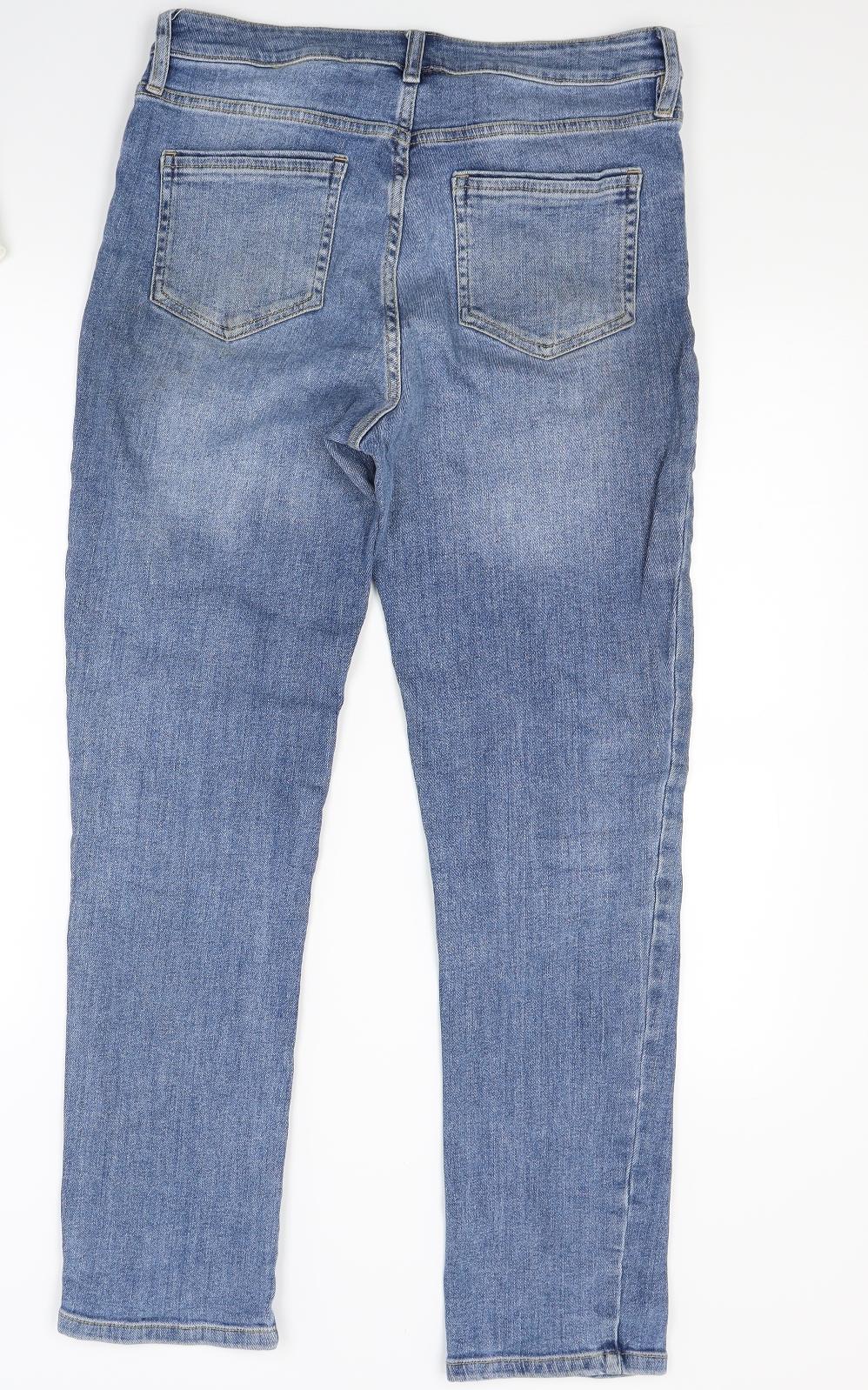 F&F Womens Blue  Denim Straight Jeans Size 12 L27 in