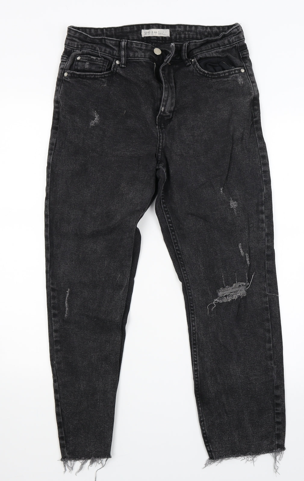 Primark Womens Black  Denim Straight Jeans Size 12 L24 in