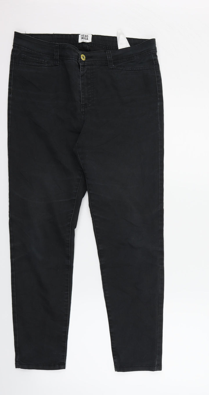 VERO MODA Womens Black Trousers Size 32 in L26 in