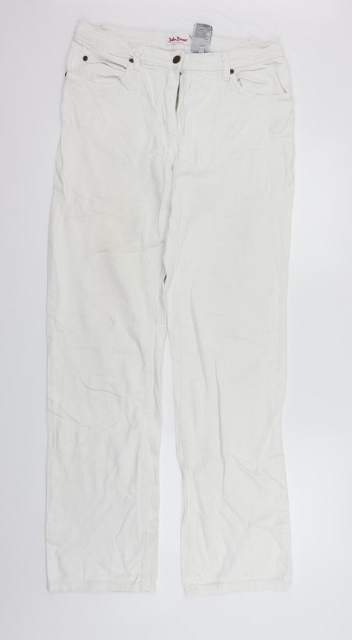 John Boner Womens White Straight Jeans Size L L33 in