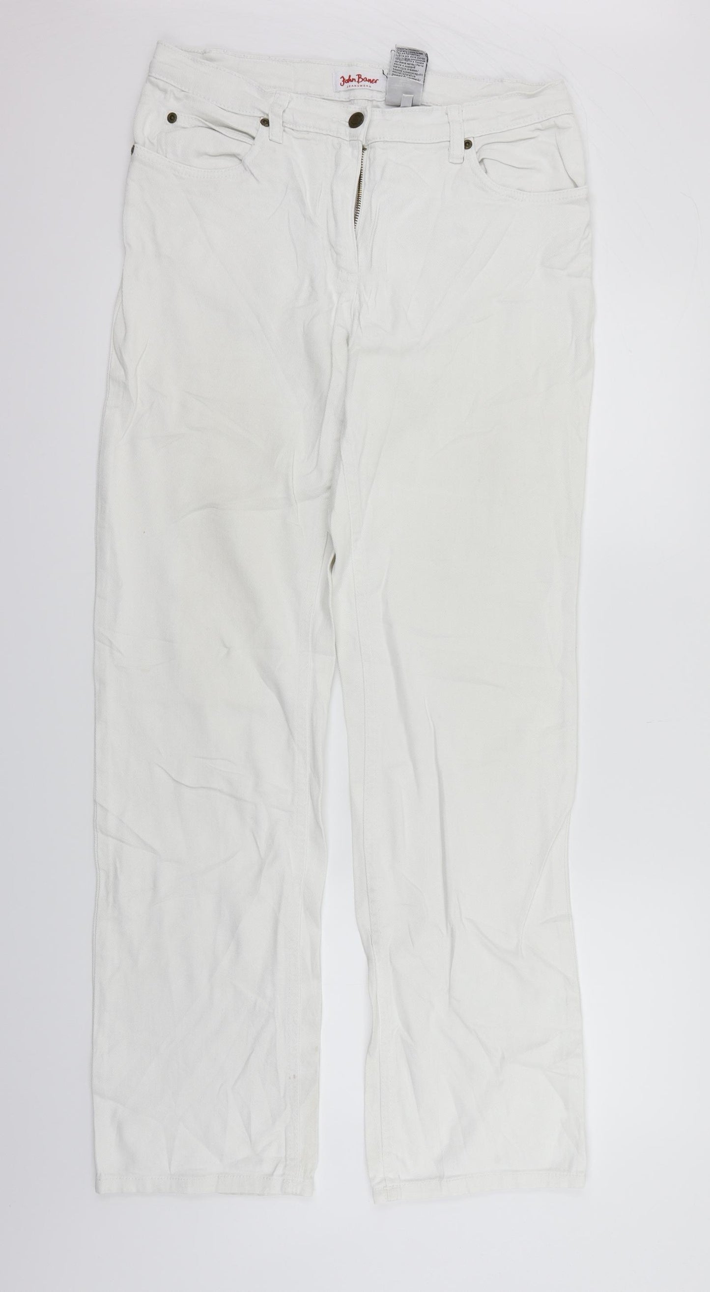 John Boner Womens White   Straight Jeans Size L L33 in