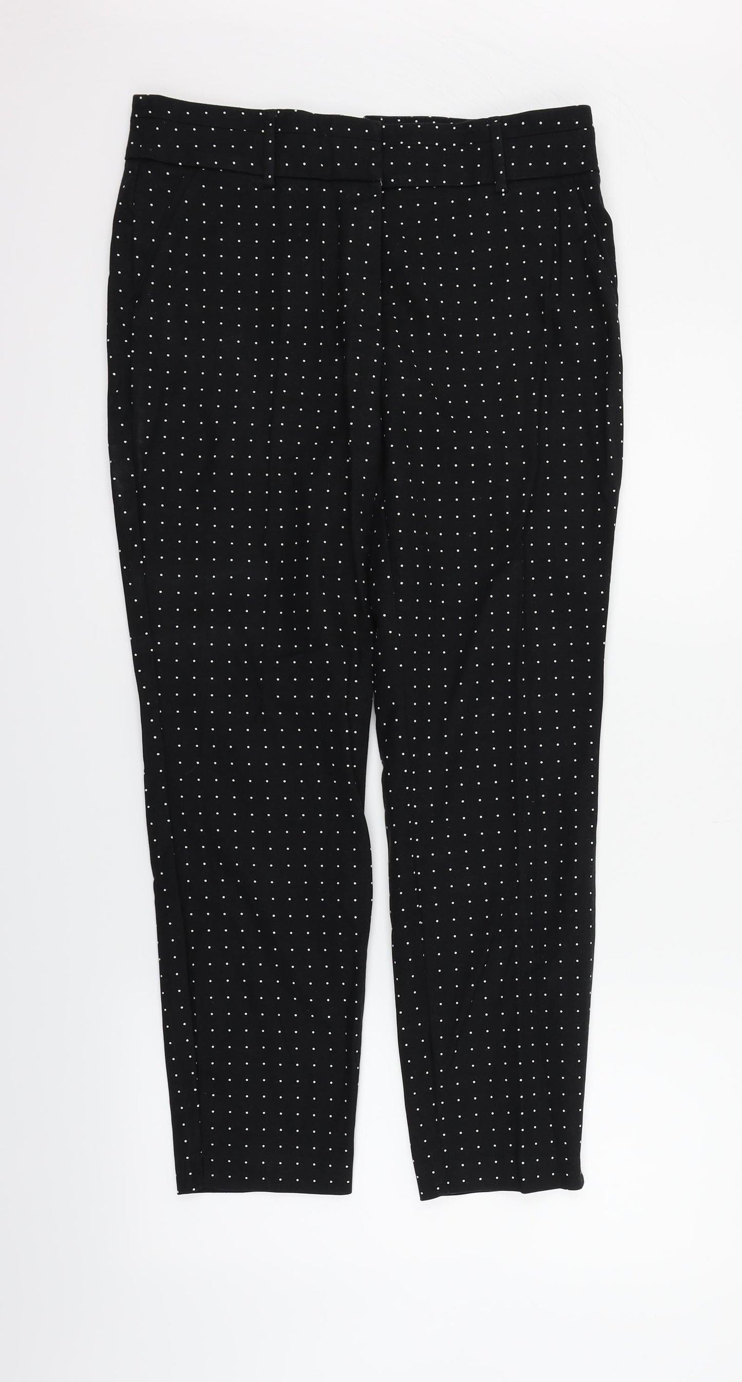 Matalan Womens Black Polka Dot  Trousers  Size 12 L26 in