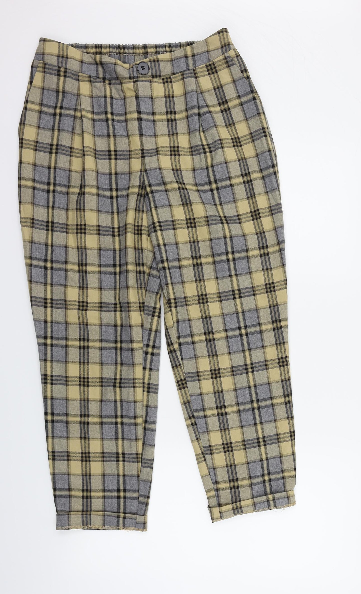 Primark Womens Beige Check  Trousers  Size 12 L30 in