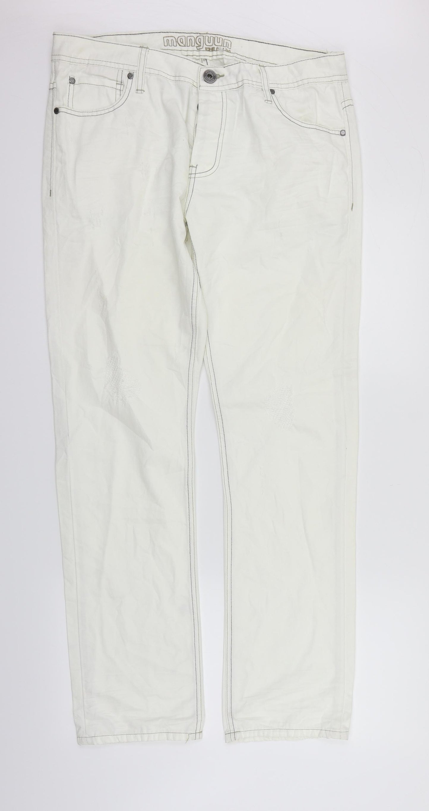 Manguun Womens White   Straight Jeans Size 34 in L31 in