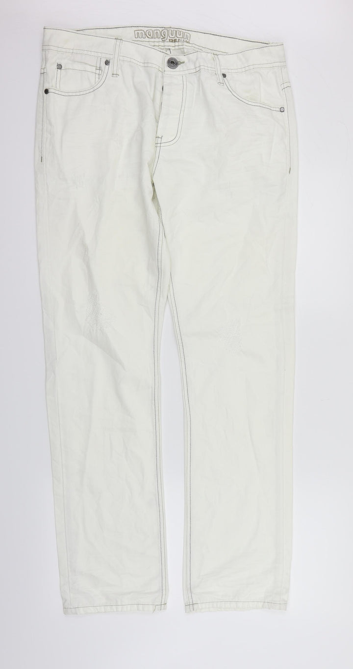 Manguun Womens White   Straight Jeans Size 34 in L31 in