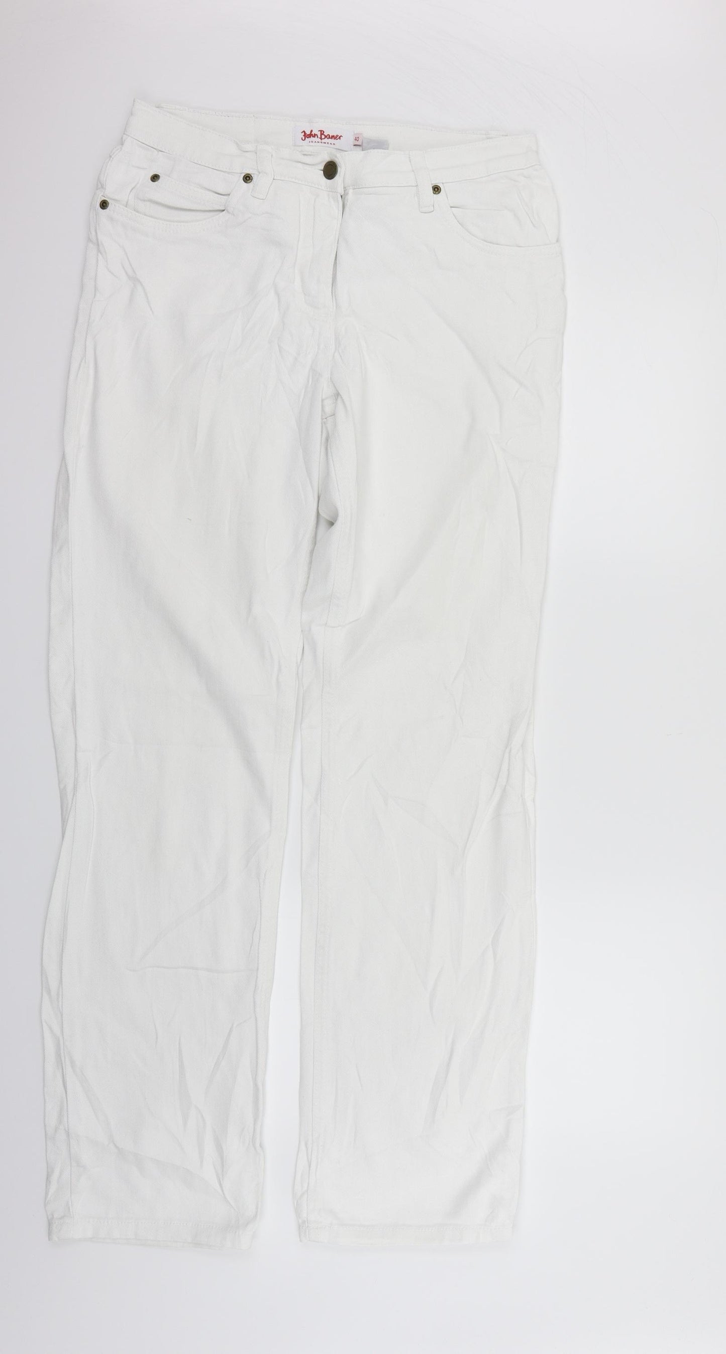 John Boner Womens White   Straight Jeans Size 12 L34 in
