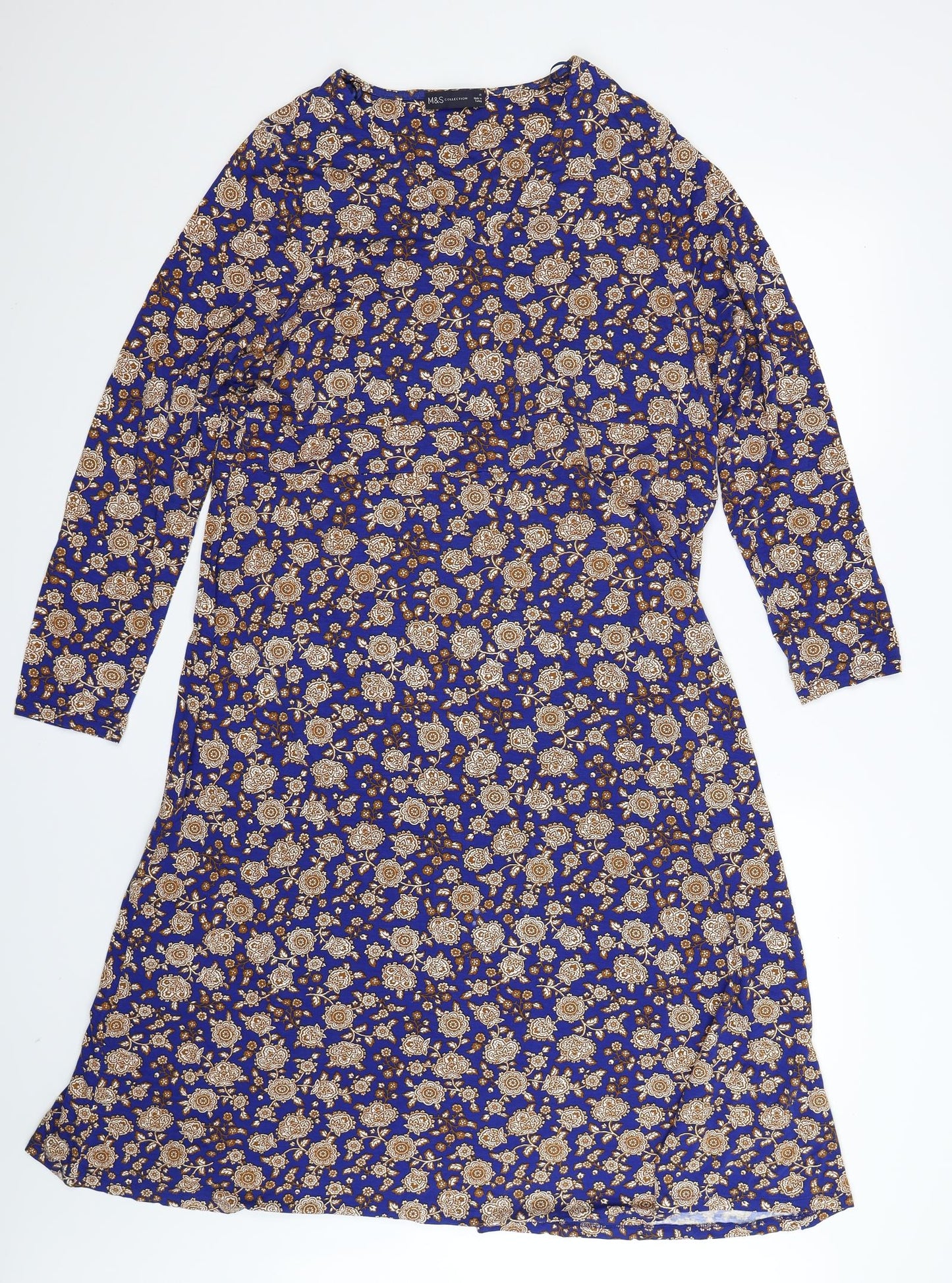 M&S Womens Multicoloured Floral  A-Line  Size 18