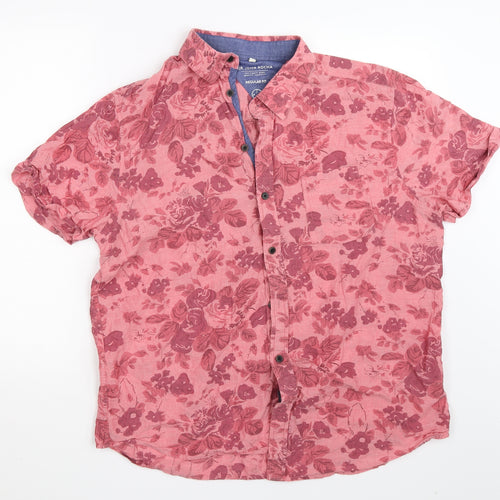 RJR.John Rocha Mens Pink Floral   Button-Up Size XL