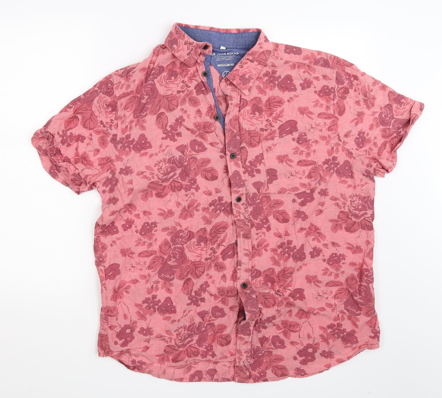 RJR.John Rocha Mens Pink Floral   Button-Up Size XL