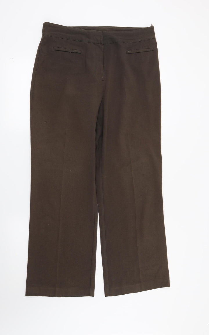 Mia Moda Womens Brown Trousers Size 12 L29 in