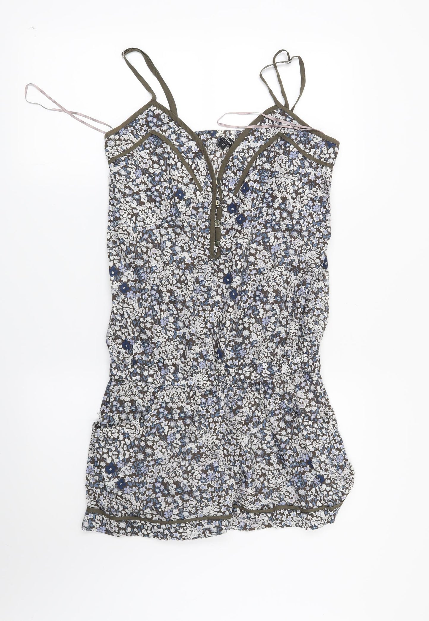 Papaya Womens Brown Floral  Playsuit One-Piece Size 12