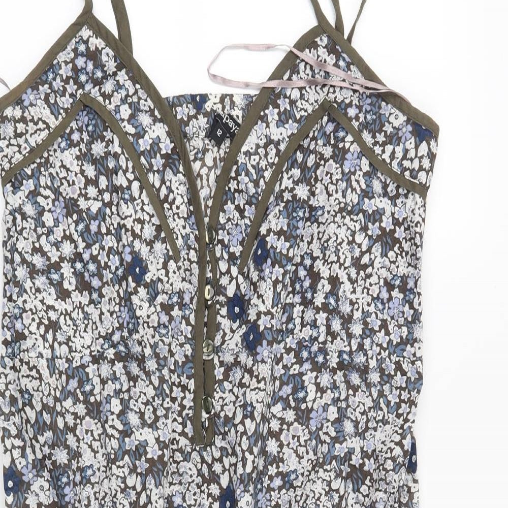 Papaya Womens Brown Floral  Playsuit One-Piece Size 12