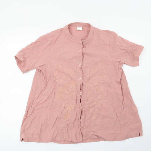 Preworn Womens Pink Floral  Basic Blouse Size S