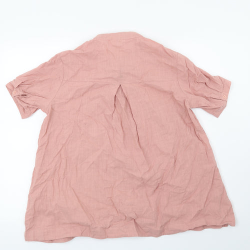 Preworn Womens Pink Floral  Basic Blouse Size S