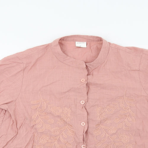 Preworn Womens Pink Floral  Basic Blouse Size S