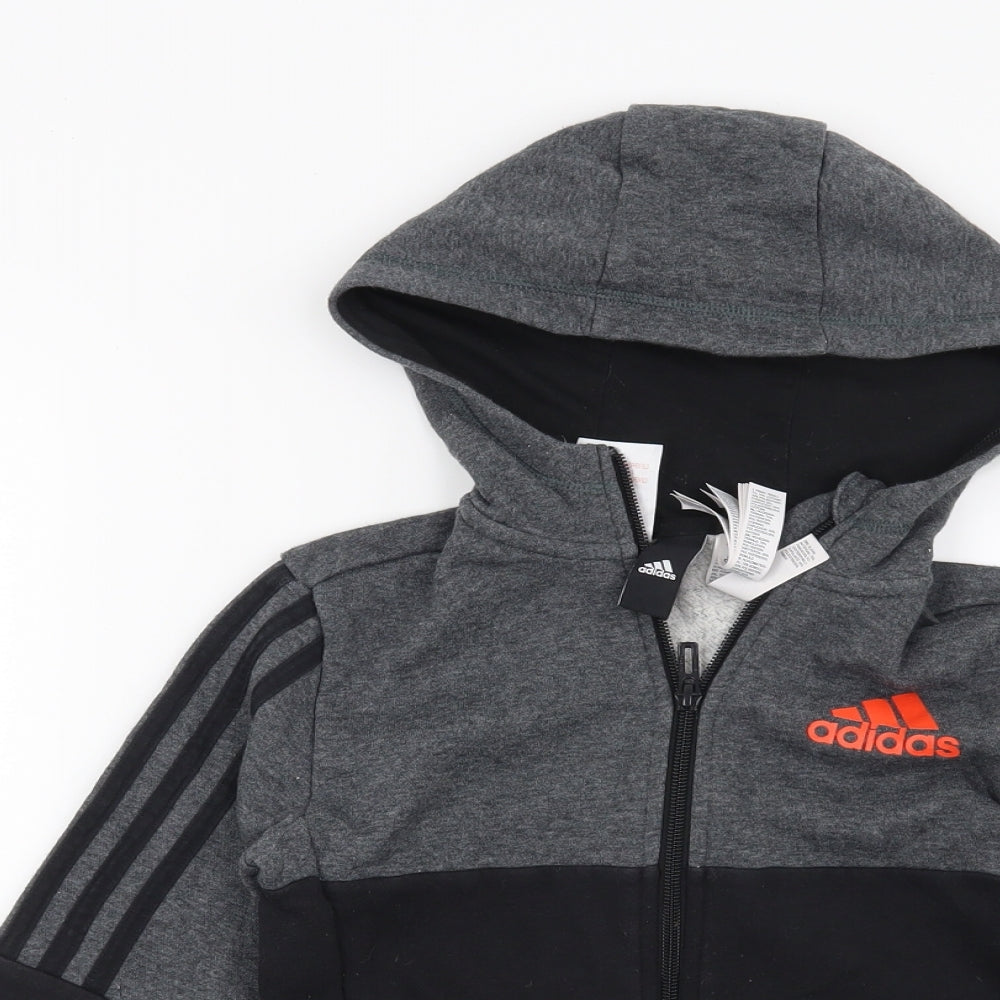 adidas Boys Grey   Full Zip Hoodie Size 7-8 Years